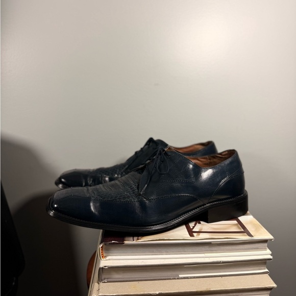 Stacy Adam’s Size 12 Navy Blue Snakeskin Men’s Shoes - Picture 2 of 16